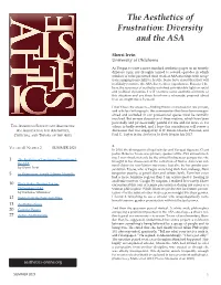 The Aesthetics of Frustration: Diversity and the ASA