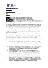 WEN Café: Equalities Hustings 23Rd