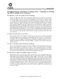 Embedded Systems and Internet of Things (Iots) - Challenges in Teaching the ARM Controller in the Classroom