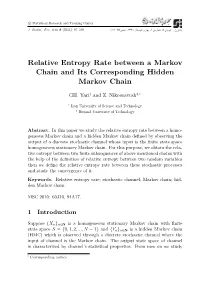Relative Entropy Rate Between a Markov Chain and Its Corresponding Hidden Markov Chain