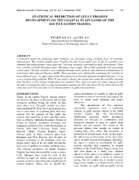 Statistical Prediction of Gully Erosion Development on the Coastal Plain Sands of the South Eastern Nigeria