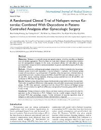 Torolac Combined with Oxycodone in Patient- Controlled Analgesia After Gynecol