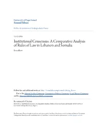 A Comparative Analysis of Rules of Law in Lebanon and Somalia Becca Ebert