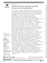Genetic Architectures of Proximal and Distal Colorectal Cancer Are Partly Distinct