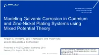 Modeling Galvanic Corrosion in Cadmium and Zinc-Nickel Plating Systems Using Mixed Potential Theory