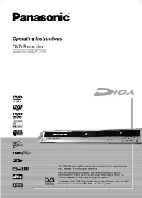 Operating Instructions DVD Recorder Model No