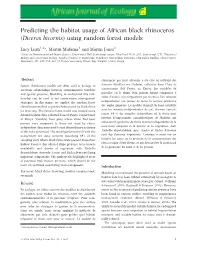 Predicting the Habitat Usage of African Black Rhinoceros (Diceros Bicornis) Using Random Forest Models