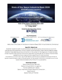 State of the Space Industrial Base 2020 Program