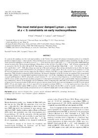 The Most Metal-Poor Damped Lyman $\Mathsf{\Alpha}$ System at Z