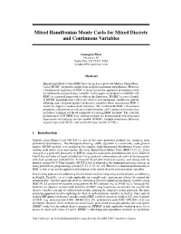 Mixed Hamiltonian Monte Carlo for Mixed Discrete and Continuous Variables