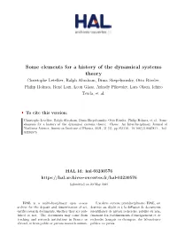 Some Elements for a History of the Dynamical Systems Theory