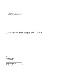 UK Data Service Collections Development Policy