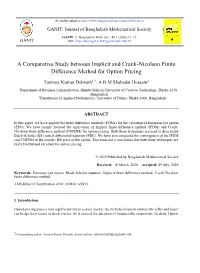 A Comparative Study Between Implicit and Crank-Nicolson Finite Difference Method for Option Pricing