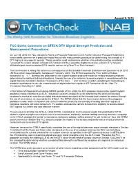 FCC Seeks Comment on STELA DTV Signal Strength Prediction and Measurement Procedures