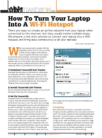 How to Turn Your Laptop Into a Wi-Fi Hotspot