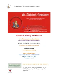 Pentecost Sunday, 23 May 2021