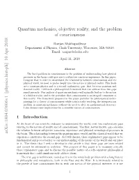 Quantum Mechanics, Objective Reality, and the Problem of Consciousness