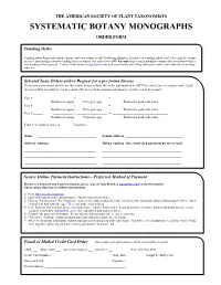 Systematic Botany Monographs