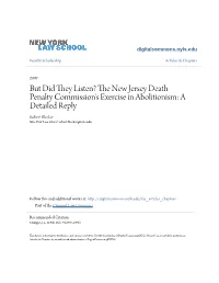 The New Jersey Death Penalty Commission's Exercise in Abolitionism: a Reply
