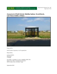 Assessment of North Dakota Mobility Options, Transit Needs, and Characteristics of Users