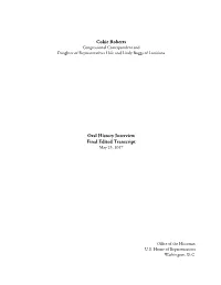 Cokie Roberts Oral History Interview Final Edited Transcript