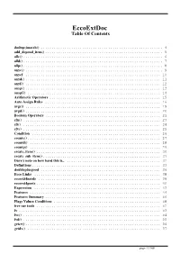 Eccoextdoc Table of Contents