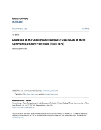 Education on the Underground Railroad: a Case Study of Three Communities in New York State (1820-1870)