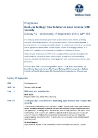 How to Balance Open Science with Security Sunday 15 – Wednesday 18 September 2013 | WP1260