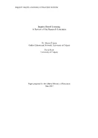 Inquiry-Based Learning Literature Review