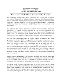 Sambalpur University XXVI Convocation-2012 the 25Th Day of February, 2014 ------Welcome Address by Prof Bishnu Charan Barik, Vice-Chancellor