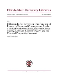 The Function of Reason in Hume and Consequences for the Classical