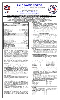 2017 Game Notes
