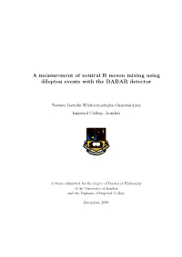 A Measurement of Neutral B Meson Mixing Using Dilepton Events with the BABAR Detector
