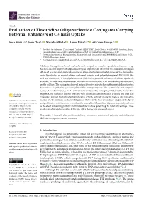 Evaluation of Floxuridine Oligonucleotide Conjugates Carrying Potential Enhancers of Cellular Uptake