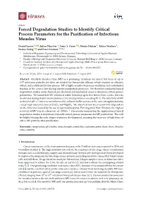 Forced Degradation Studies to Identify Critical Process Parameters for the Puriﬁcation of Infectious Measles Virus