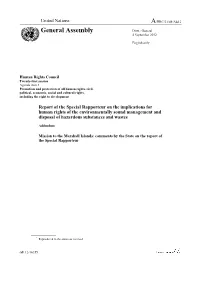 Mission to the Marshall Islands: Comments by the State on the Report of the Special Rapporteur*