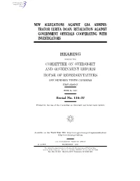 New Allegations Against Gsa Adminis- Trator Lurita Doan: Retaliation Against Government Officials Cooperating with Investigators