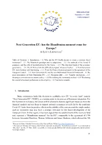 Next Generation EU: Has the Hamiltonian Moment Come for Europe? DI LUCA LIONELLO*