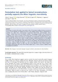 Permutation Test Applied to Lexical Reconstructions Partially Supports the Altaic Linguistic Macrofamily