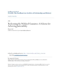 Redeeming the Welshed Guarantee: a Scheme for Achieving Justiciability Ethan J