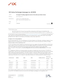 SIX Swiss Exchange Message No. 42/2018