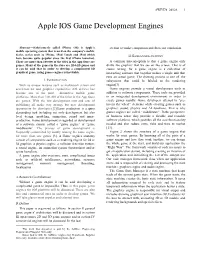 Apple IOS Game Development Engines P