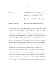 Instituting Violence: Spaces of Exception in Twentieth- and Twenty- First Century American Fiction