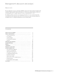 Management's Discussion and Analysis