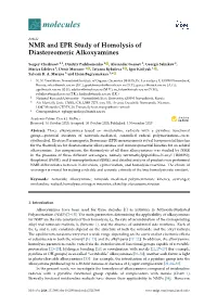 NMR and EPR Study of Homolysis of Diastereomeric Alkoxyamines