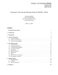 Proposal to Encode the Sharada Script in ISO/IEC 10646