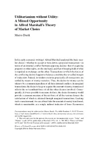 Utilitarianism Without Utility: a Missed Opportunity in Alfred Marshall's Theory of Market Choice