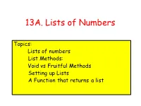 13A. Lists of Numbers
