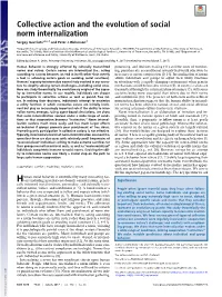 Collective Action and the Evolution of Social Norm Internalization Sergey Gavriletsa,B,C,1 and Peter J