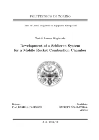 Development of a Schlieren System for a Mobile Rocket Combustion Chamber